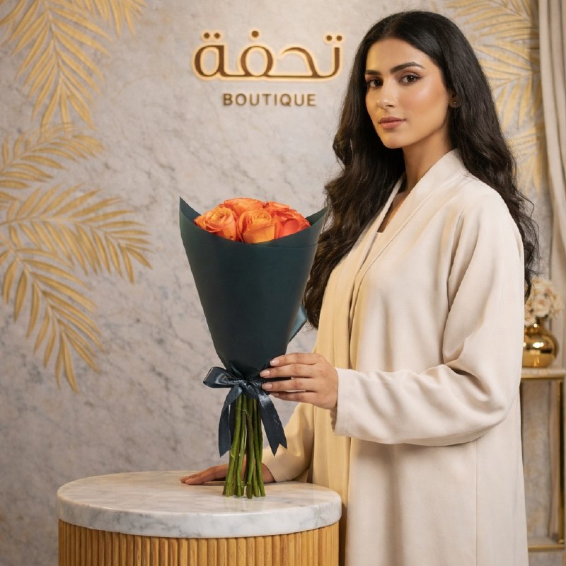 باقة جوري برتقالي لامعة | 12 جوري