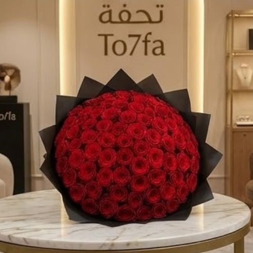 باقة جور احمر مبهرة | 250 زهرة