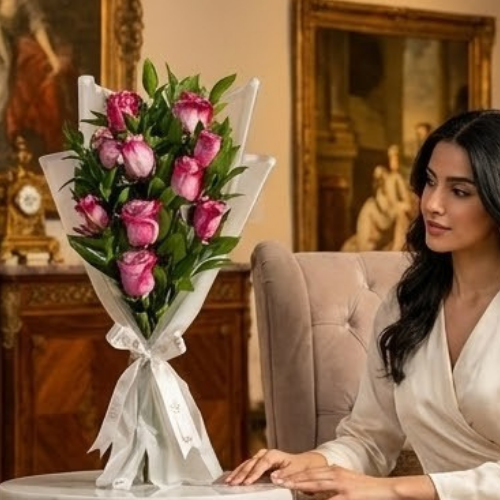 باقة جوري بنفسجي