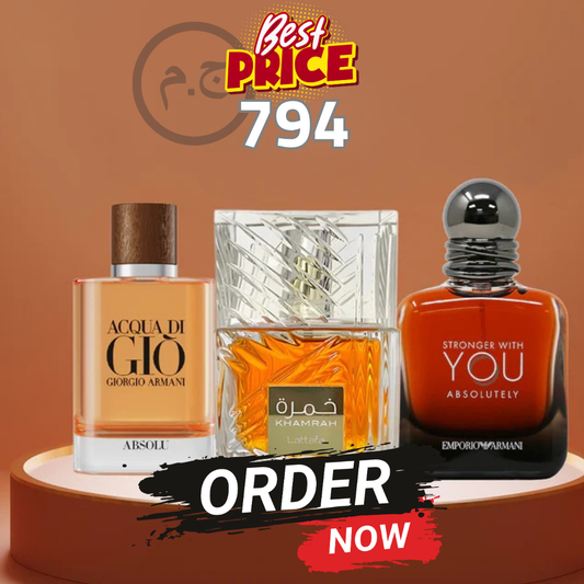 عرض مجموعة عطر خمرة ٤٠ مل + عطر سترونجر وذ يو ابسلوتلي 100مل + عطر اكوا دي