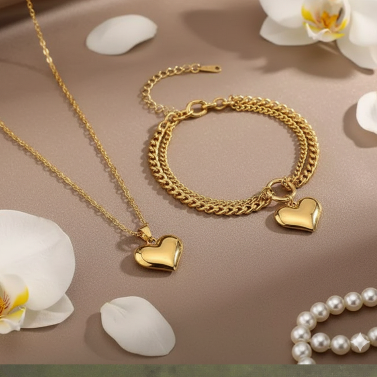 السلسله والانسيال القلب  استانلس بيور #عيار316 طقم