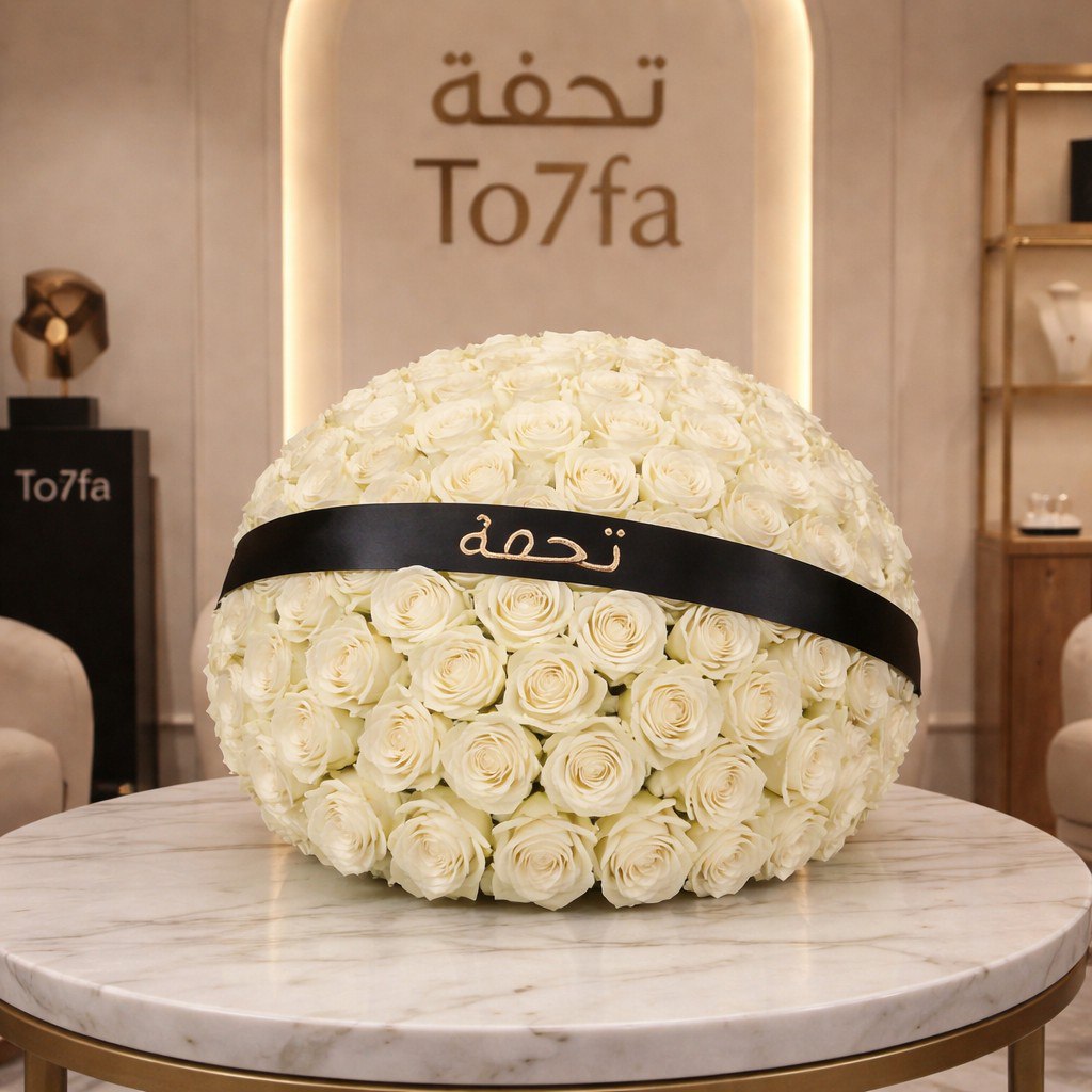 باقة جوري ابيض نقية | 250 زهرة