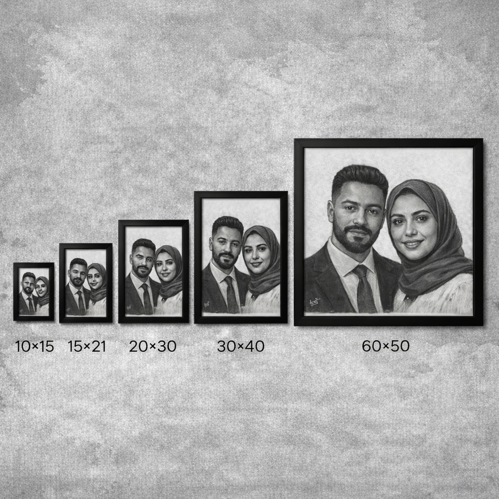 Hand-drawn charcoal frames for two people