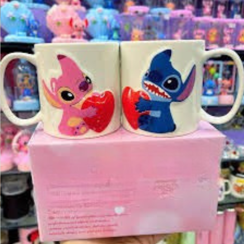 Cartoon Stitch 3D Couple Porcelain Mug (Set of 2) 300 ML