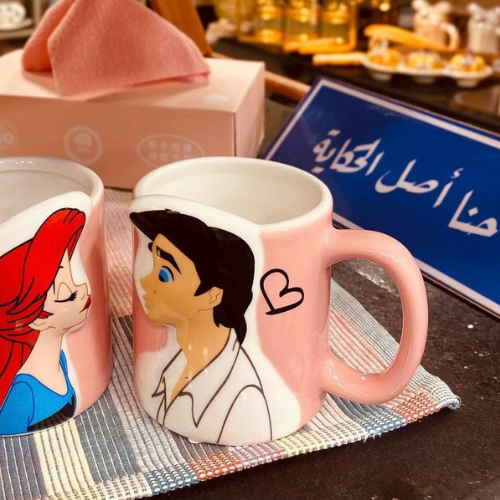 Genuine Disney Little Mermaid Ariel & Eric Pair Kiss Mug Cups Set