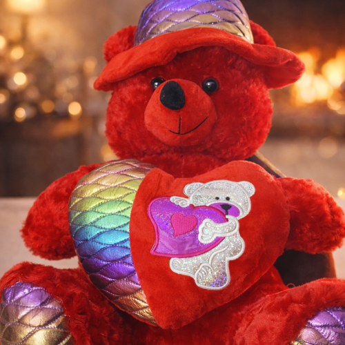 دبدوب الحُب الاحمر مع طاقية😍 مع قلب بين ايدي❤️ محشي ...