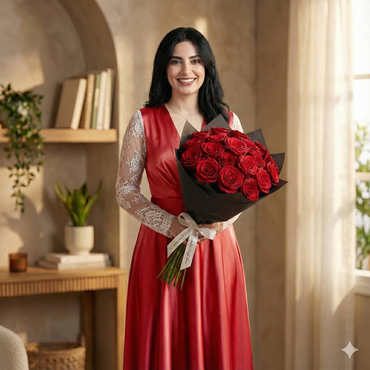 باقة عناق الجوري الأحمر | 15 زهرة