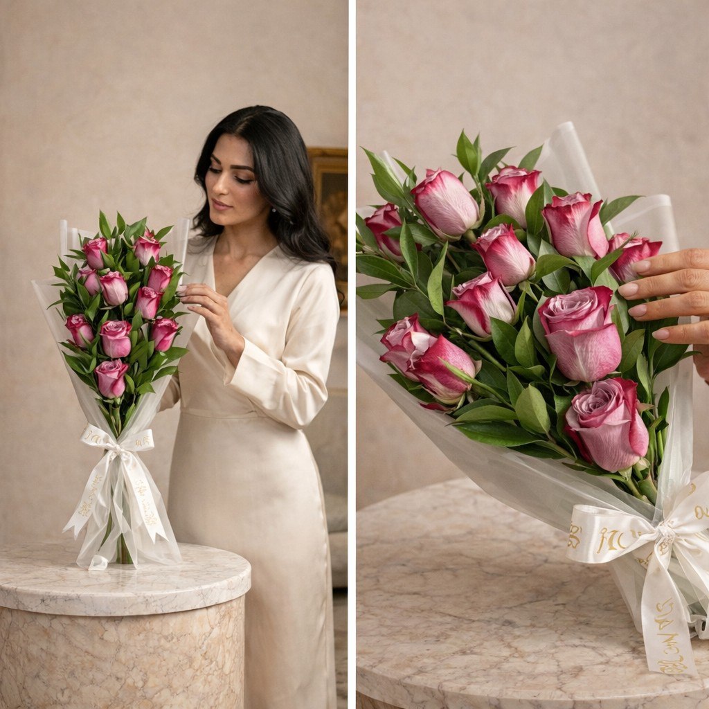 باقة جوري بنفسجي