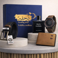 صندوق هدايا من تحفة ساعه لاشيدا رياضيه +برفان بلو تشانيل +محفظه جوتشي ++حزام جلد طبيعي +بوكس تجفة الأزرق