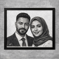 Hand-drawn charcoal frames for two people