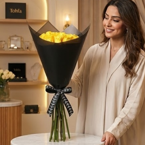 باقة جوري الإشراقة الذهبية | 15 جوري