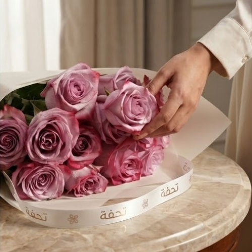 باقة الجوري البنفسجي الرائع | 12 زهرة