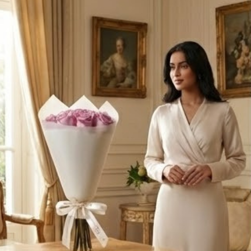 باقة الجوري البنفسجي الرائع | 12 زهرة