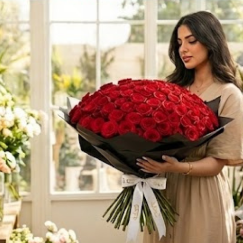 باقة جور احمر مبهرة | 250 زهرة