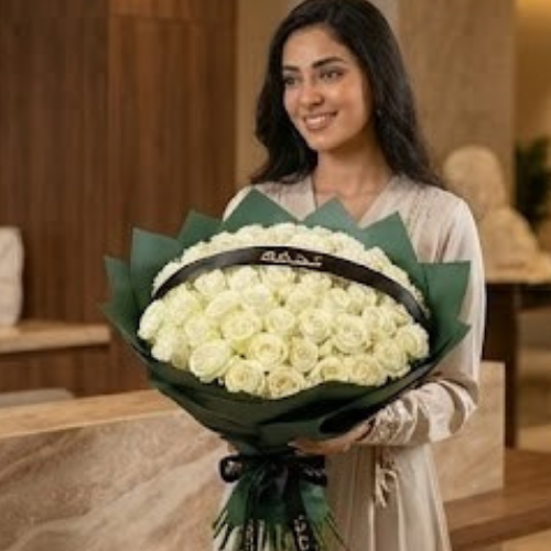 باقة جوري ابيض نقية | 250 زهرة