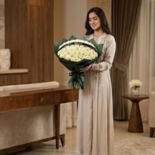 باقة جوري ابيض نقية | 250 زهرة