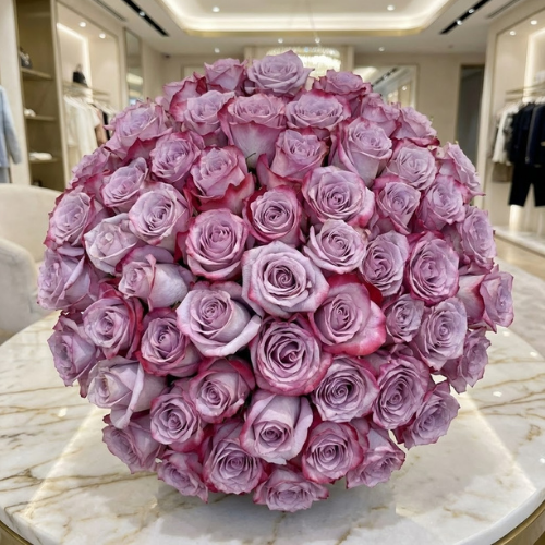 باقة جوري بنفسجي مبهرة | 250 زهرة