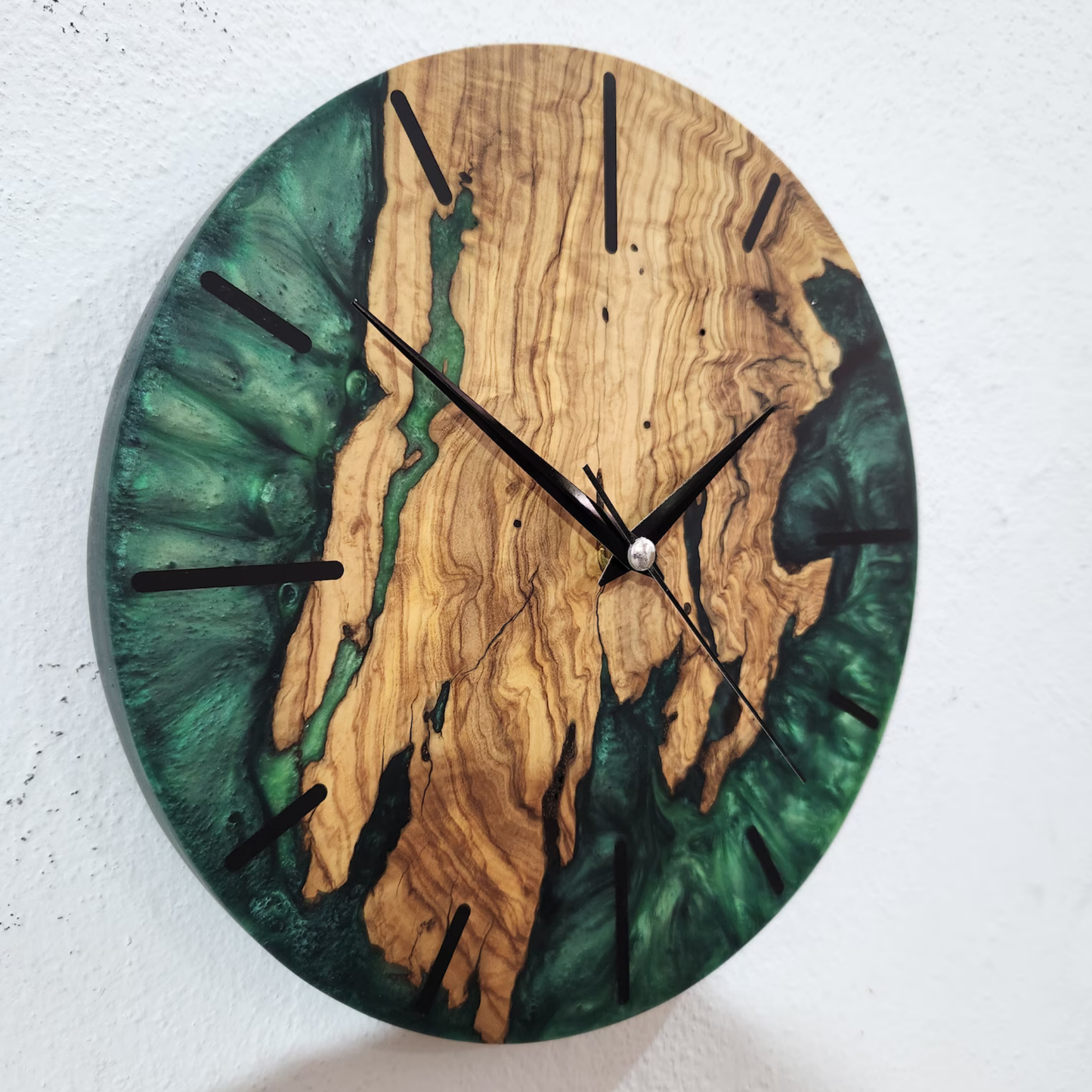 8 Custom Made Resy and Olive Wood Wall Clock1