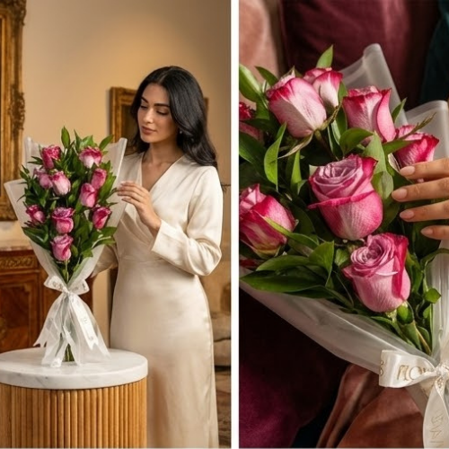 باقة جوري بنفسجي