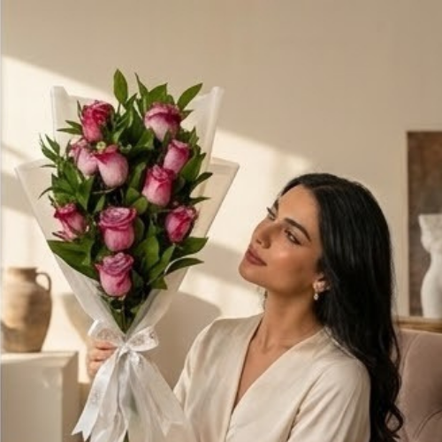 باقة جوري بنفسجي