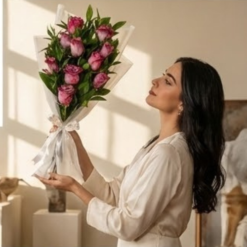 باقة جوري بنفسجي