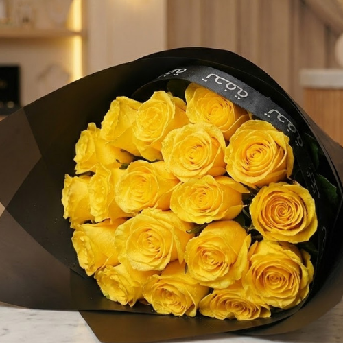 باقة جوري الإشراقة الذهبية | 15 جوري