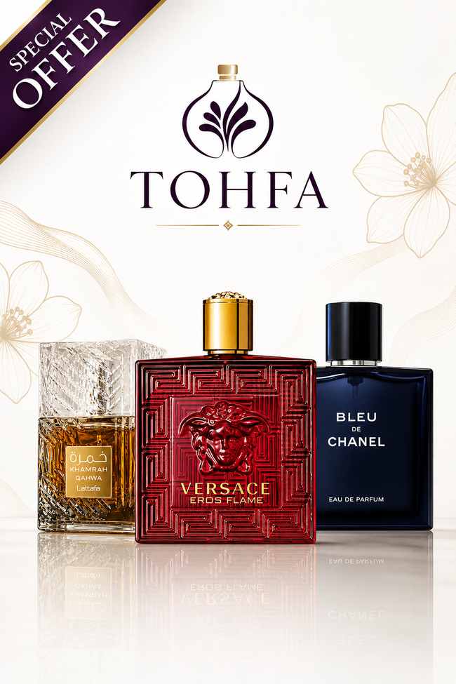 عرض عطر فيرساتشي ايروس100مل + بلو شانيل100مل + خمرة40  مل