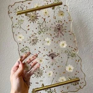 صينية ضيافة من الريزن بمقبض ذهبي مميز 3