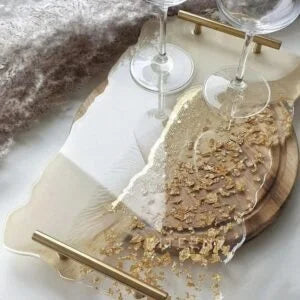 صينية ضيافة من الريزن بمقبض ذهبي مميز 4